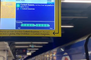 Image d'un écran à Paris Gare de Lyon affichant l'affluence à bord du prochain train