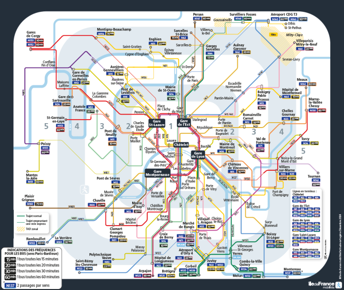 Plan du réseau bus de nuit la nuit du 31 décembre 2024.