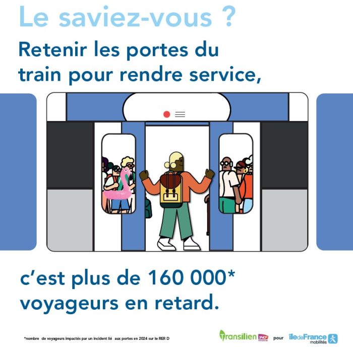 Le saviez-vous ? Retenir les portes du train pour rendre service, c'est plus de 160 000 voyageurs en retard (chiffres de 2024).