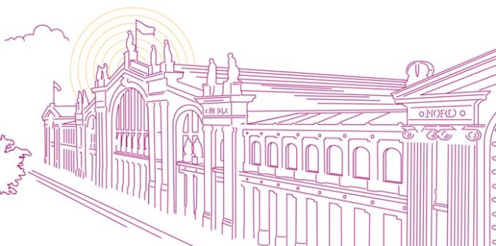 Illustration représentant la façade avant de la gare de Paris Nord.