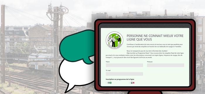 Pour illustrer le sujet du Panel : une image d'un écran d'ordinateur sur lequel apparaît le site d'inscription du Panel. En arrière plan, des images de bulles de discussion.