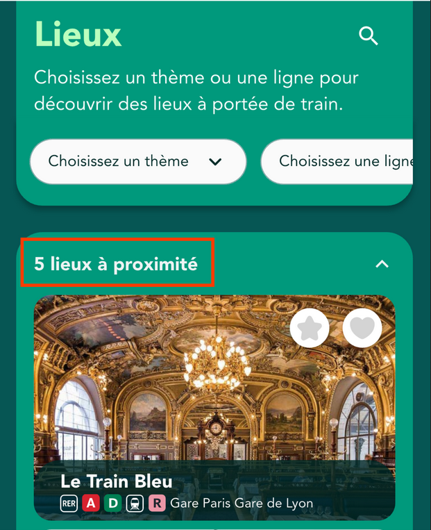 Pour illustrer les sorties accessibles avec le RER D : une capture d'écran de l'application #CPASLOINENTRAIN.