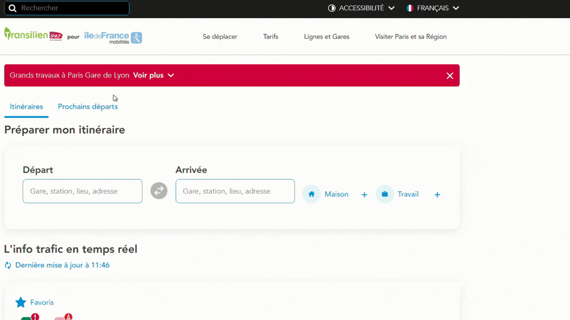 Pour illustrer le sujet des ateliers vélo solidaires et les conseils pour bien voyager ensemble : une animation de l'information affluence, disponible via Transilien.com.