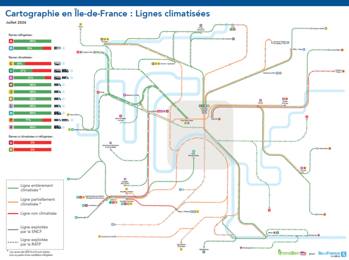 Cartographie des lignes climatisées/réfrigérées en Île-de-France,